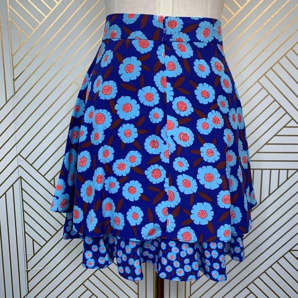 Kate Spade Tangier Floral Double Layer Silk Skirt‎